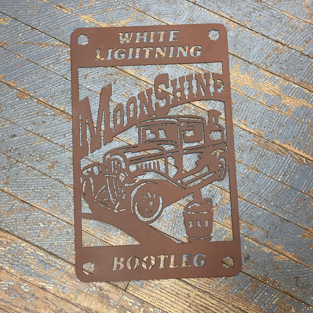 White Lightning Moonshine Bootleg Metal Sign Wall Hanger