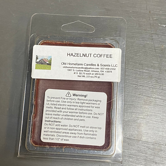 Hazelnut Coffee Old Homefarm Melt Bar Soy Candle