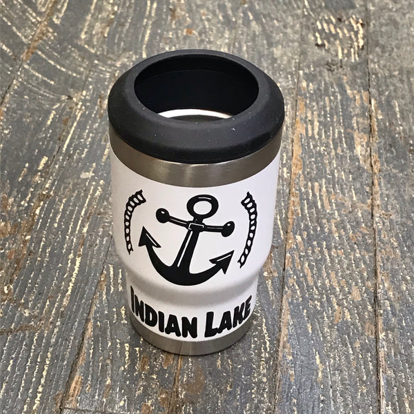 Indian Lake Nautical Anchor 14oz Double Wall Beverage Drink Tumbler Coozie White
