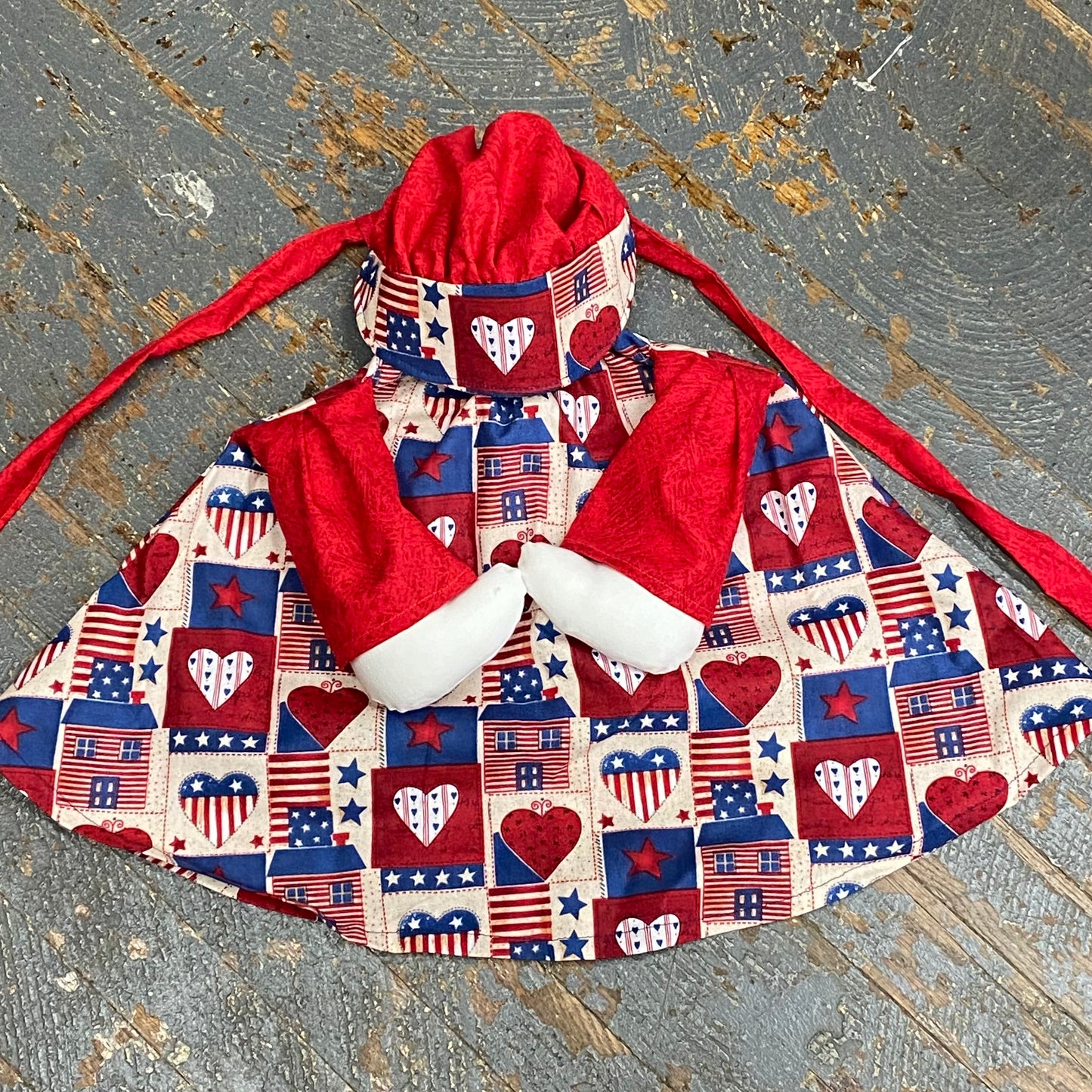 Goose Clothes Complete Holiday Goose Outfit American Heart Quilt Dress and Hat Costume