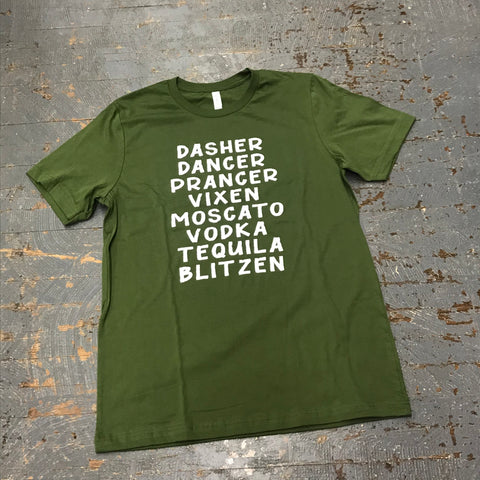Dancer Prancer Blitzen Graphic Designer Short Sleeve T-Shirt
