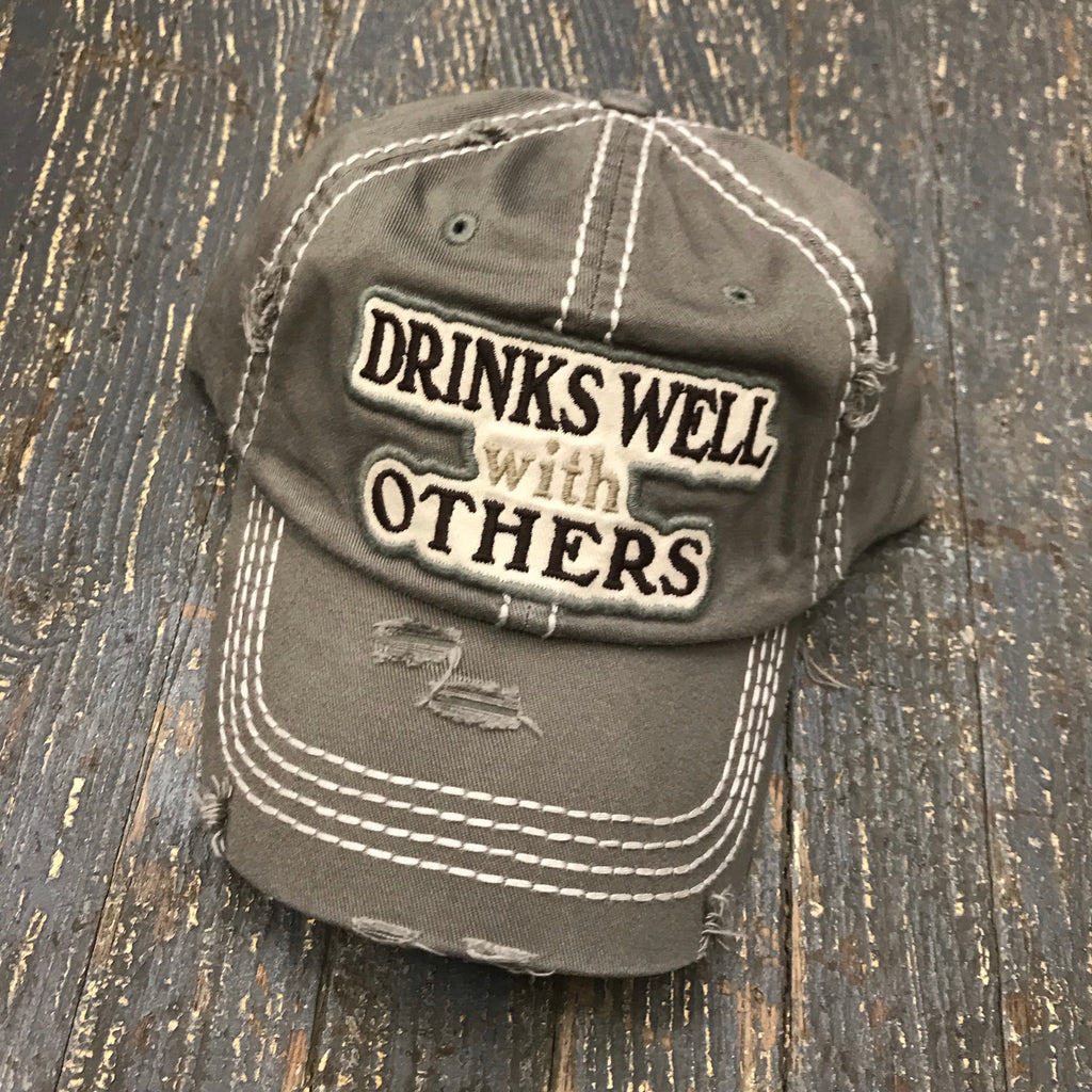 Drinks Well With Others Patch Rugged Charcoal Grey Embroidered Ball Cap