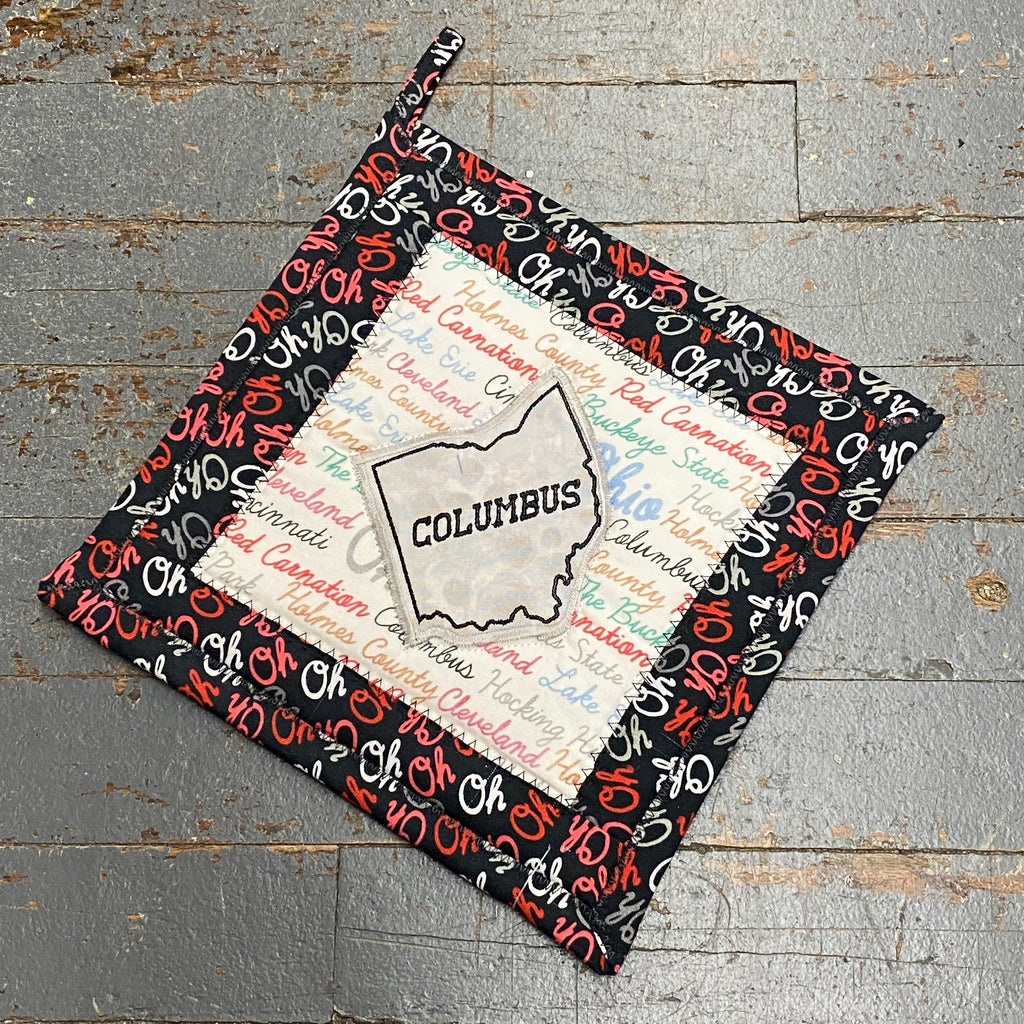 Handmade Quilt Fabric Cloth Hot Cold Pad Holder Ohio Home Embroidered Columbus