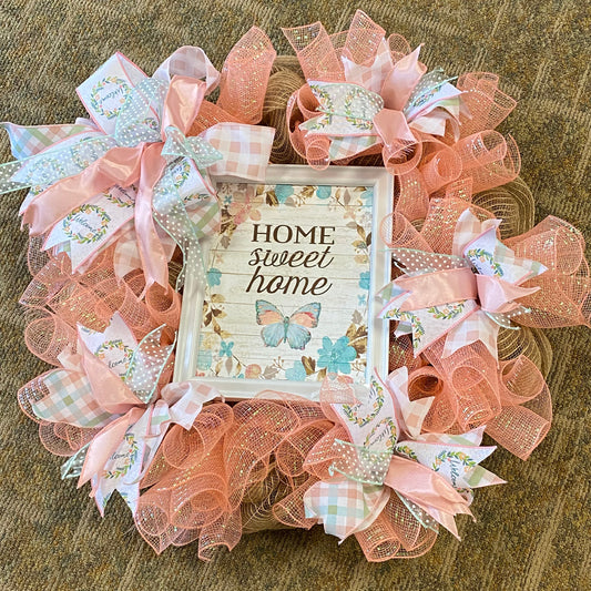 Home Sweet Home Welcome Holiday Wreath Door Hanger