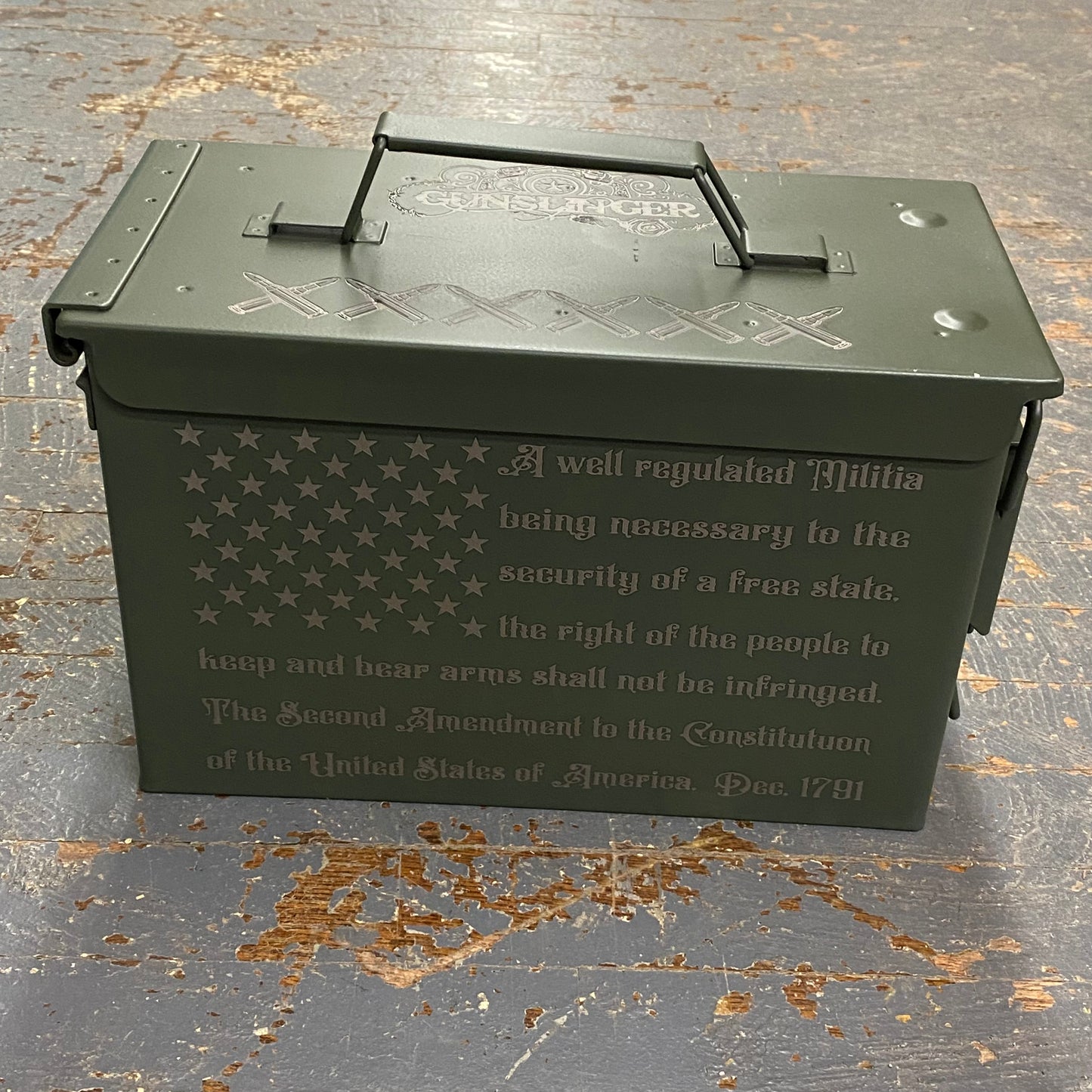 Laser Engraved Metal Military Ammo Can Large Gunslinger Remember Hero