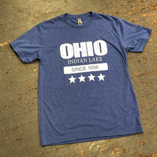 Indian Lake Ohio 1898 Athletic Blue Short Sleeve T-Shirt Graphic Designer Tee