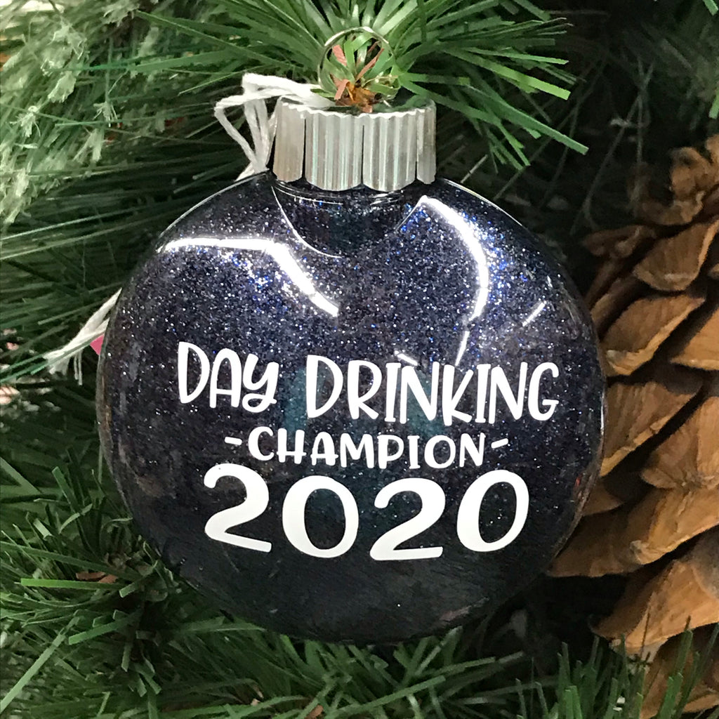 Holiday Christmas Tree Ornament Day Drinking Champion 2020