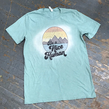 Be a Nice Human Bleached Graphic Designer Short Sleeve T-Shirt