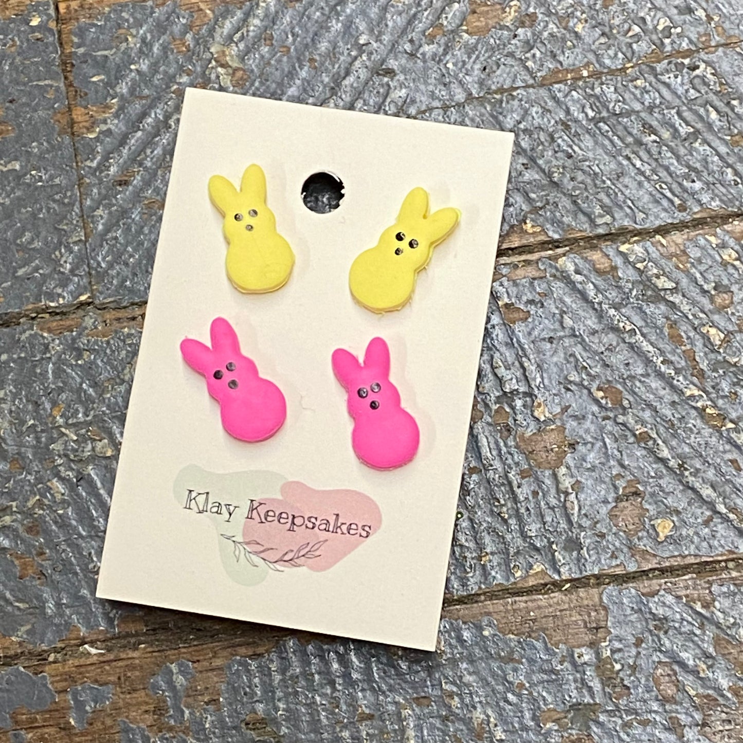 Clay 2 Pair Easter Bunny Peeps Post Earring Set