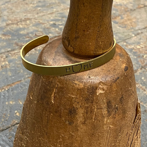 HOME Gold Plated Custom Stamped Cuff Bracelet