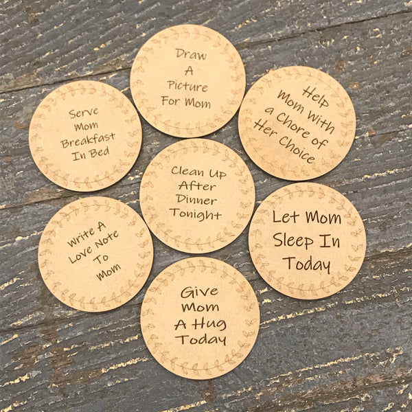 A Week of Mom Wooden Token Coupon Gift Box Set