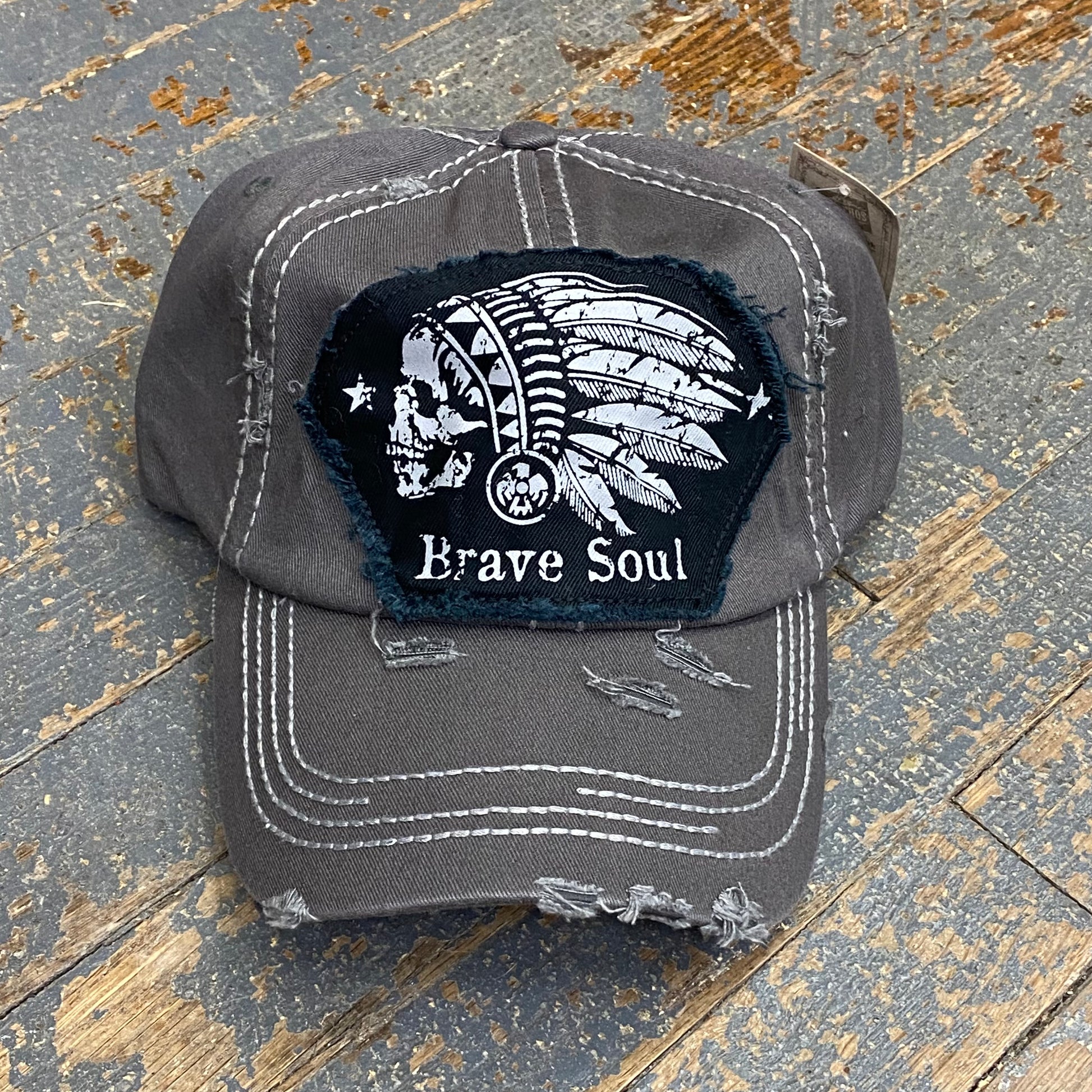 Brave Soul Indian Head Patch Grey Ball Cap