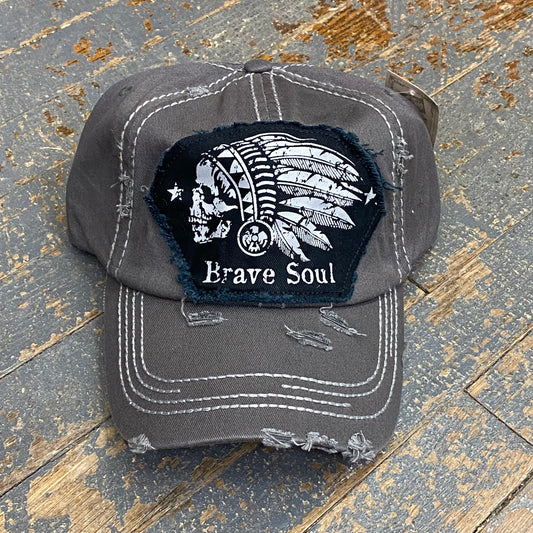 Brave Soul Indian Head Patch Grey Ball Cap