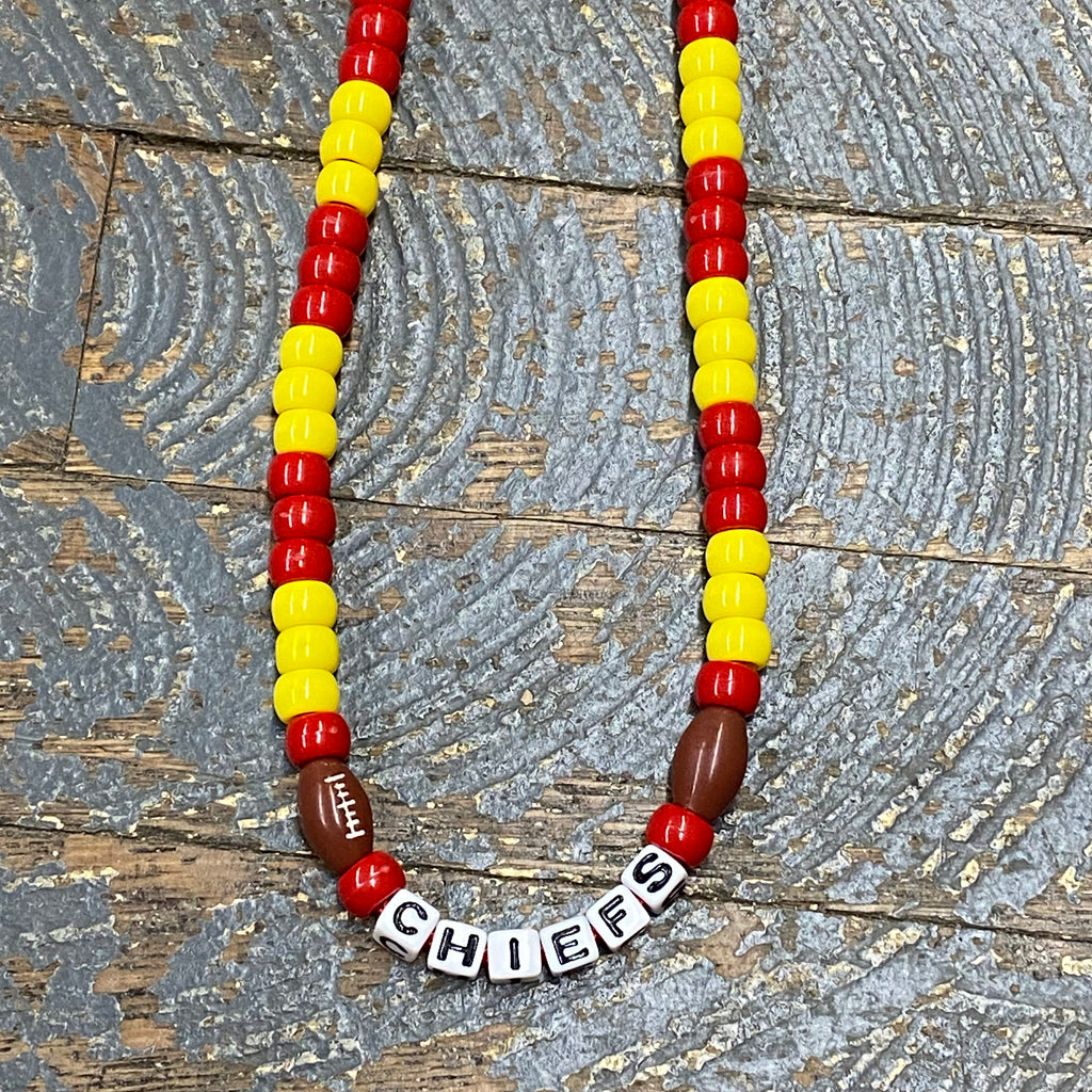 Handmade Beaded Necklace Football NFL Kansas City Chiefs