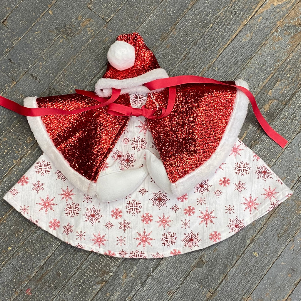 Goose Clothes Complete Holiday Goose Outfit Winter Snowflake Red Glitter Cloak Dress and Hat Costume