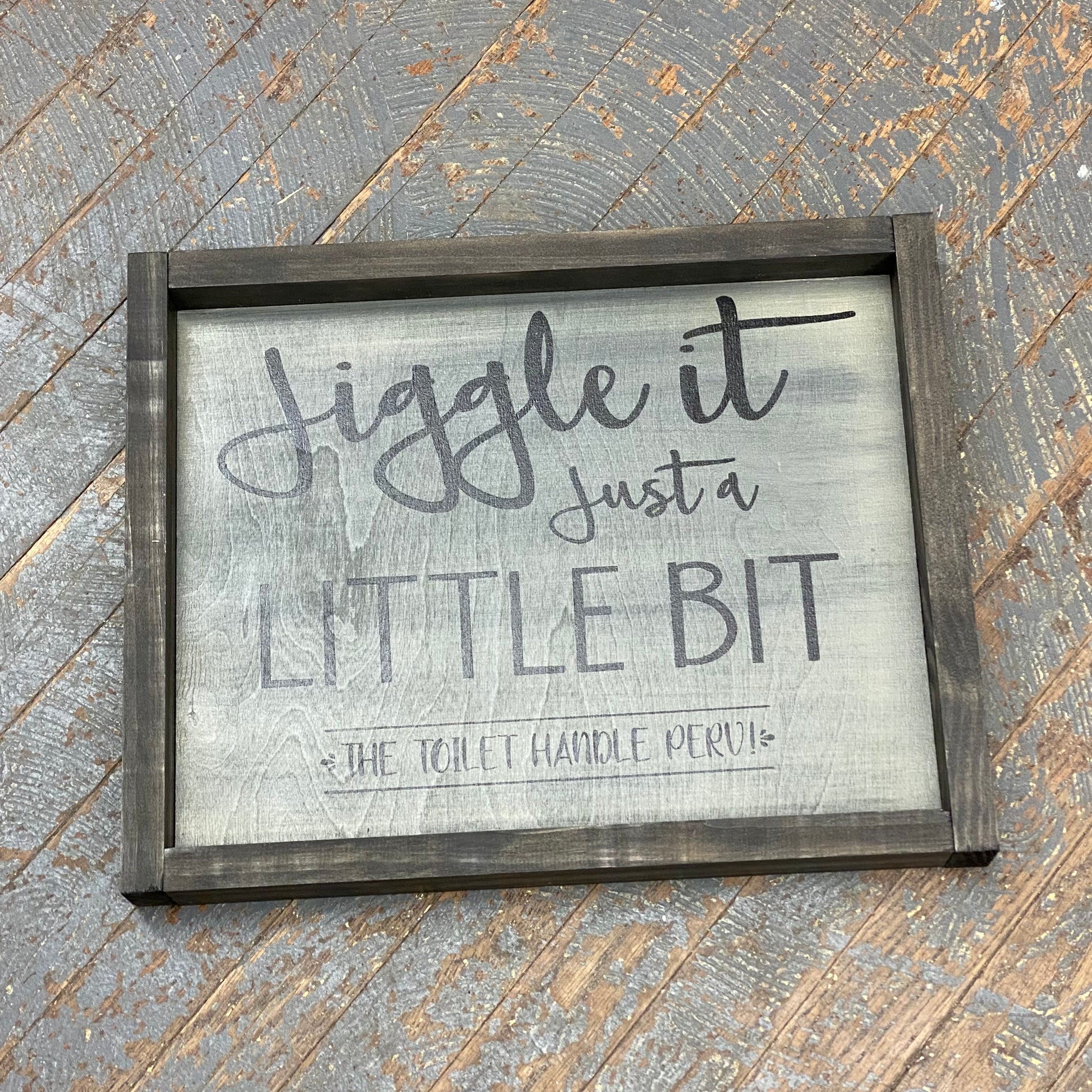 Hand Painted Wooden Sign Bathroom Jiggle It Just a Little Bit