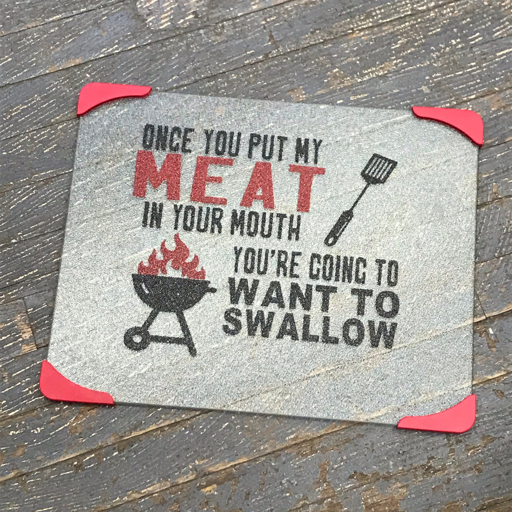 Cutting Board Glass Vinyled Humor Meat in Your Mouth