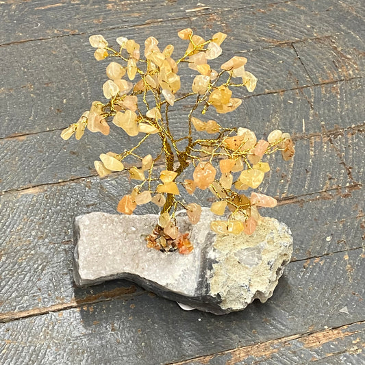 Semiprecious Natural Gemstone Wishing Tree Peach Moonstone Gold Wire