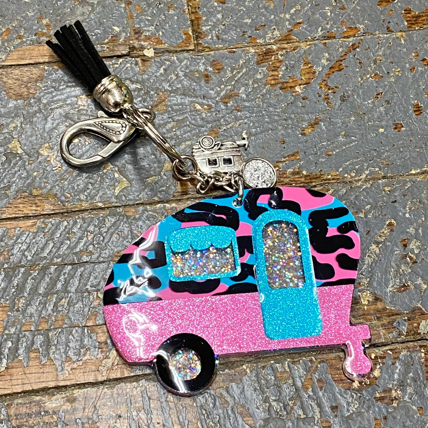 Acrylic Camper RV Key Fob Charm Tassel Key Chain