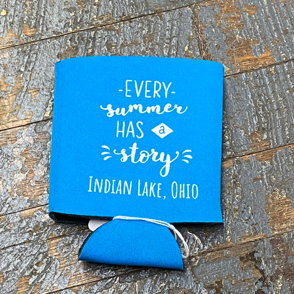 Can Hugger Coozie Drink Holder Summer Story Indian Lake Ohio Blue