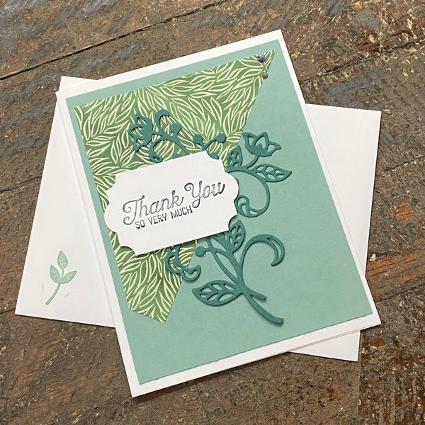 Thank You So Very Much Vine Design Handmade Stampin Up Greeting Card with Envelope