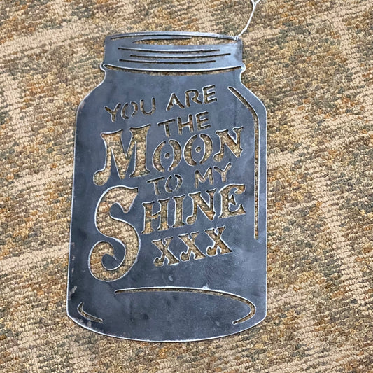 Mason Jar Moonshine Metal Sign Wall Hanger