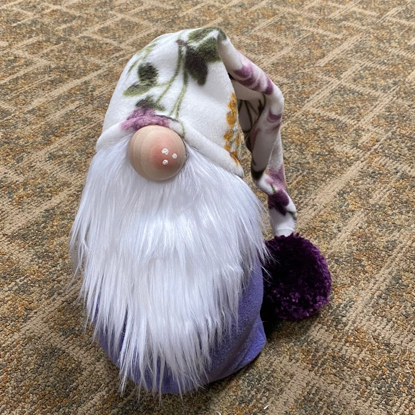 Gnome Holiday Floral Purple Violet Garden Large