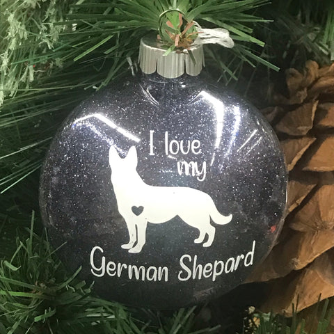 Holiday Christmas Tree Ornament I Love My Dog German Shepard