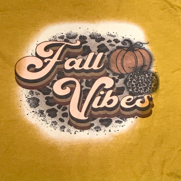 Fall Vibes Autumn Pumpkin Bleached Graphic Designer Short Sleeve T-Shirt