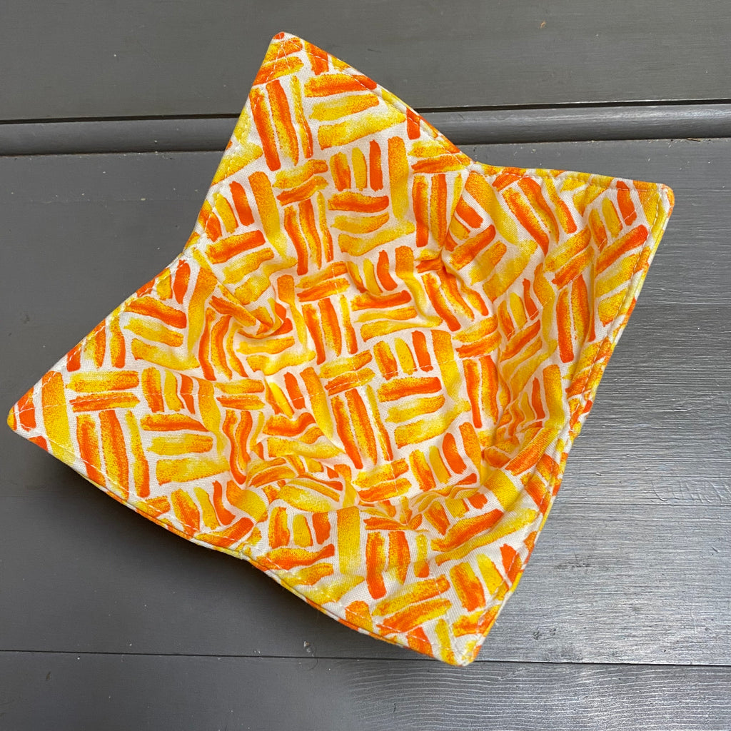 Handmade Fabric Cloth Microwave Bowl Coozie Hot Cold Pad Holder Misc Yellow