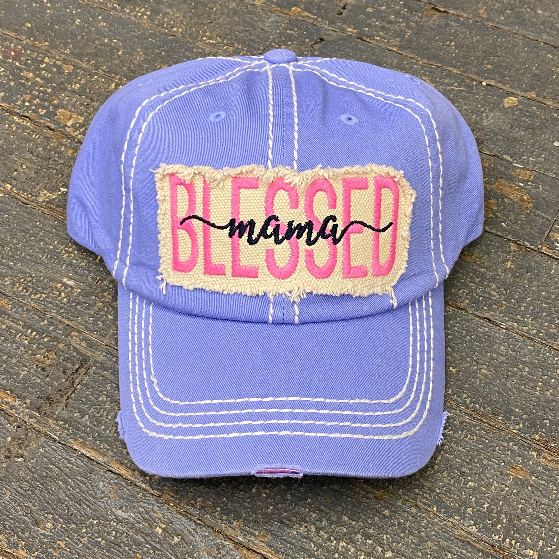 Blessed Mama Patch Rugged Purple Embroidered Ball Cap