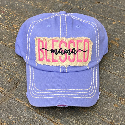 Blessed Mama Patch Rugged Purple Embroidered Ball Cap