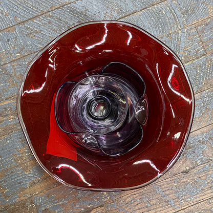 Glass Garden Flower Medium Deep Red Bowl Orange Plate Purple Vase