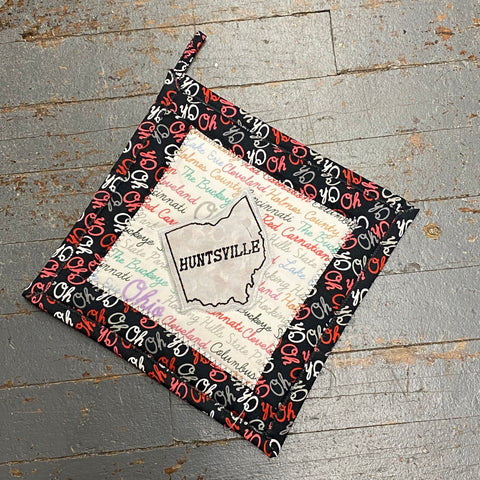 Handmade Quilt Fabric Cloth Hot Cold Pad Holder Ohio Home Embroidered Huntsville