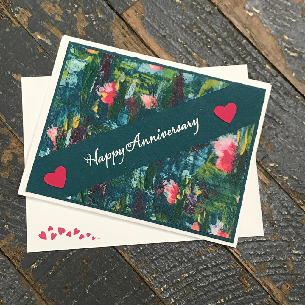 Happy Anniversary Watercolor Lily Heart Handmade Stampin Up Greeting Card with Envelope
