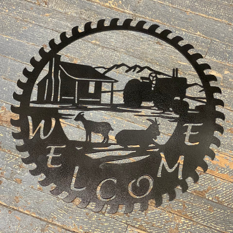 Welcome Farm Tractor Tire Metal Sign Wall Hanger