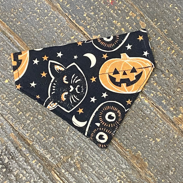 Owl Black Cat Jack-O-Lantern Pumpkin Dog Collar Pet Bandanna Neck Scarf X-Small