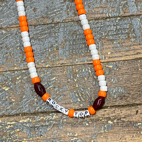 Handmade Beaded Necklace Football Tennessee Volunteers