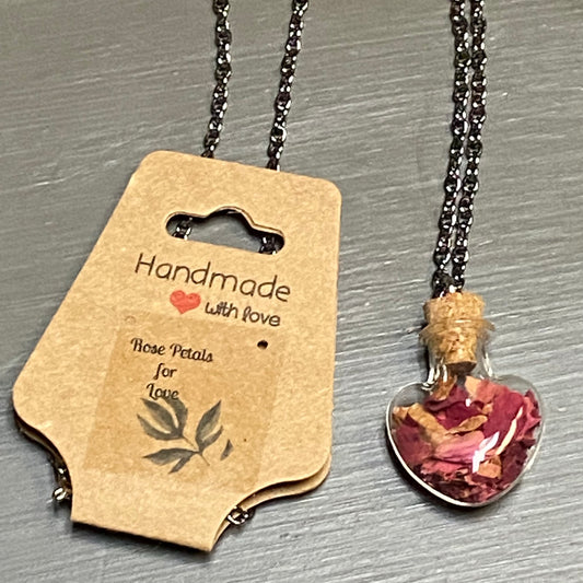 Dried Floral Necklace Vile Rose Petal
