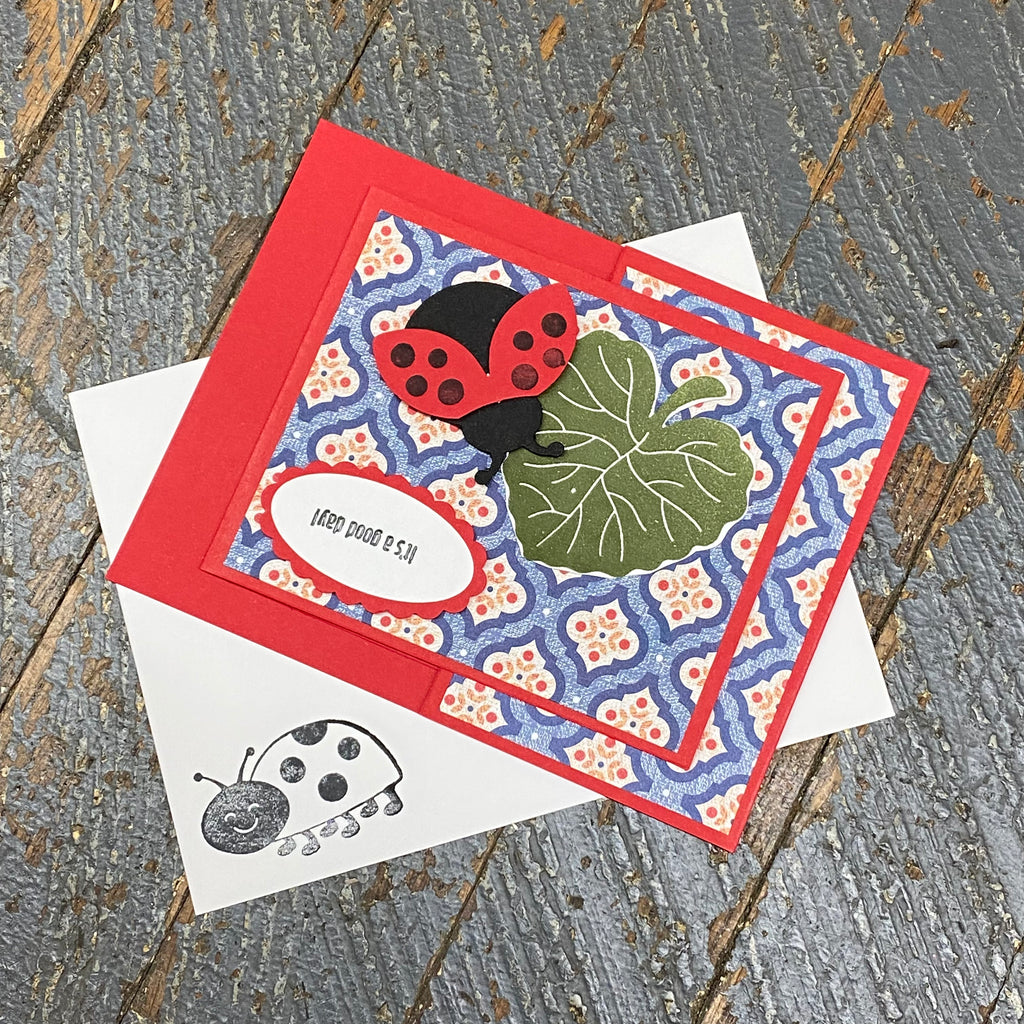 Good Day Lady Bug Handmade Stampin Up Greeting Card with Envelope