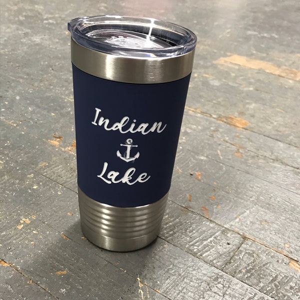 Indian Lake Nautical Anchor Stainless Steel 20oz Wine Beverage Drink Travel Tumbler Navy