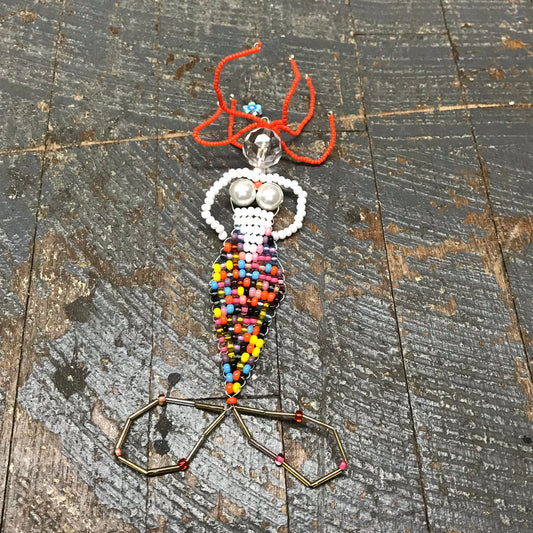Beaded Mermaid Ocean Art with Stand Multi Color Tones