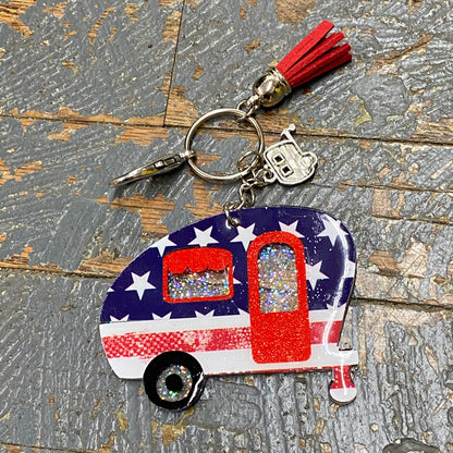 Acrylic Camper RV Key Fob Charm Tassel Key Chain