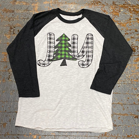 Joy Plaid Graphic Designer Long Sleeve T-Shirt