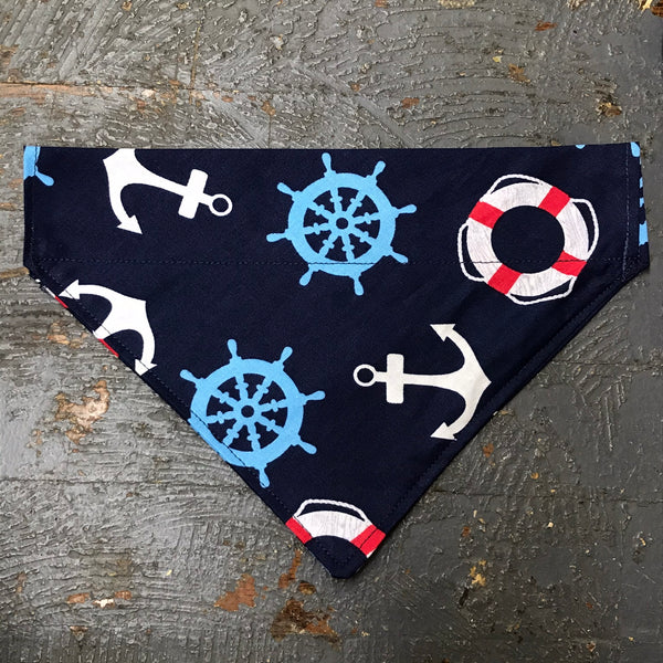 Nautical Anchor Ring Buoy Dog Collar Pet Bandanna Neck Scarf