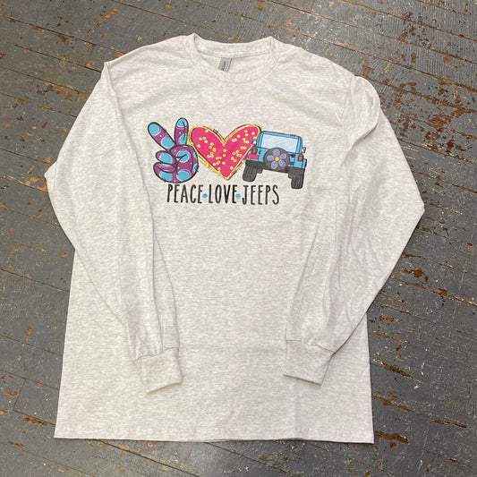 Peace Love Jeeps Graphic Designer Long Sleeve T-Shirt