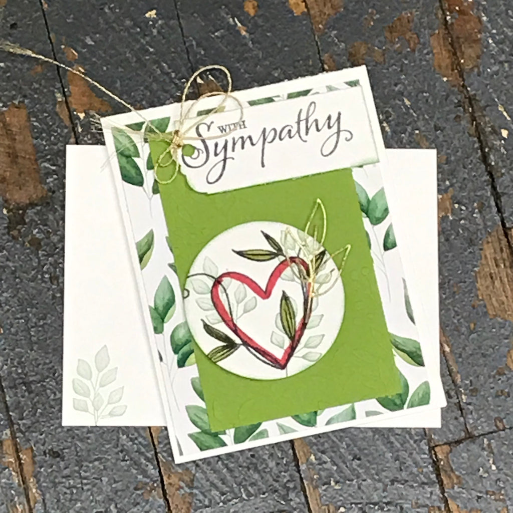 With Sympathy Heart Wreath Handmade Stampin Up Greeting Card with Envelope