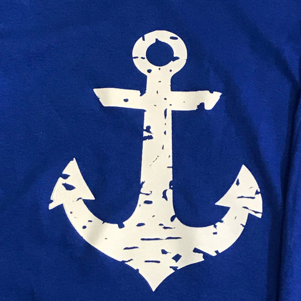 Indian Lake Anchor Blue Long Sleeve T-Shirt Graphic Designer Tee