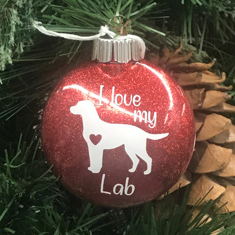 Holiday Christmas Tree Ornament I Love My Dog Lab