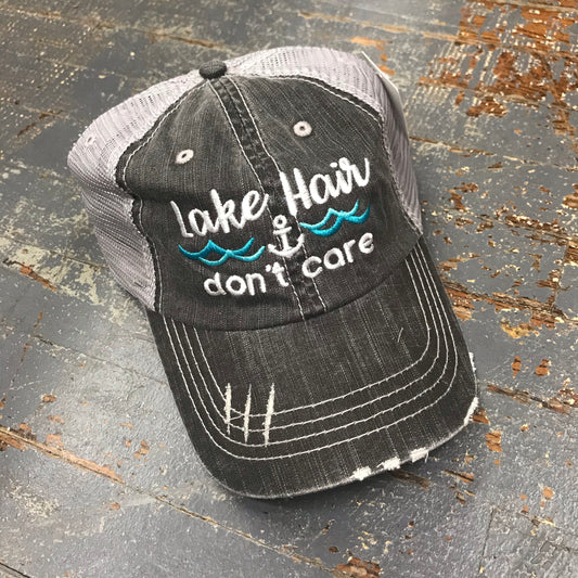 Lake Hair Don't Care Waves Grey Mint Rugged Embroidered Ball Cap